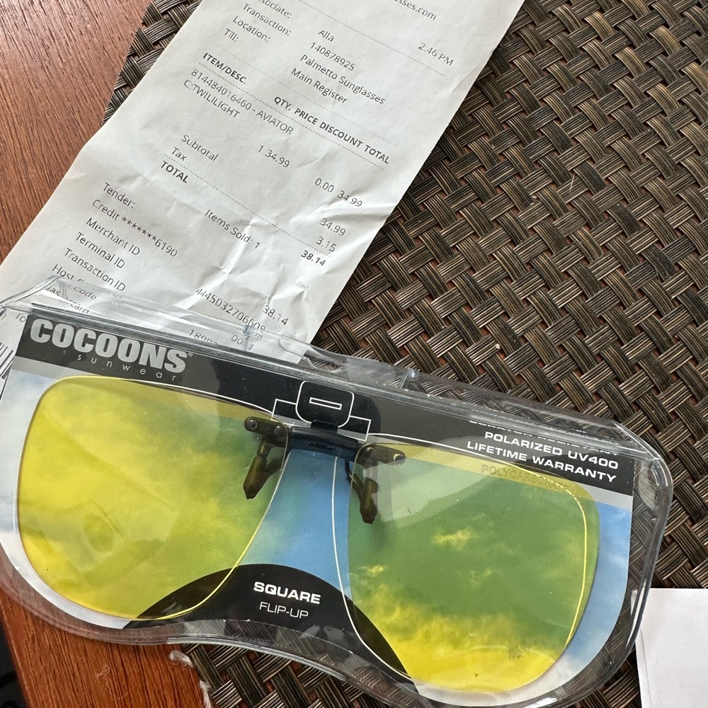 Brand New Cocoons Sun Wear clip on sunglasses